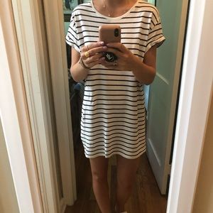 Black and white striped T-shirt dress